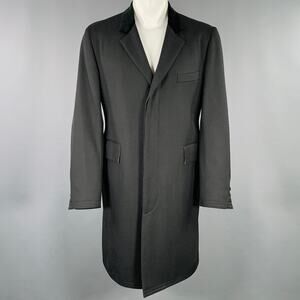 BROOKS BROTHERS 2007 Size M Black Twill Wool Single Breasted Coat